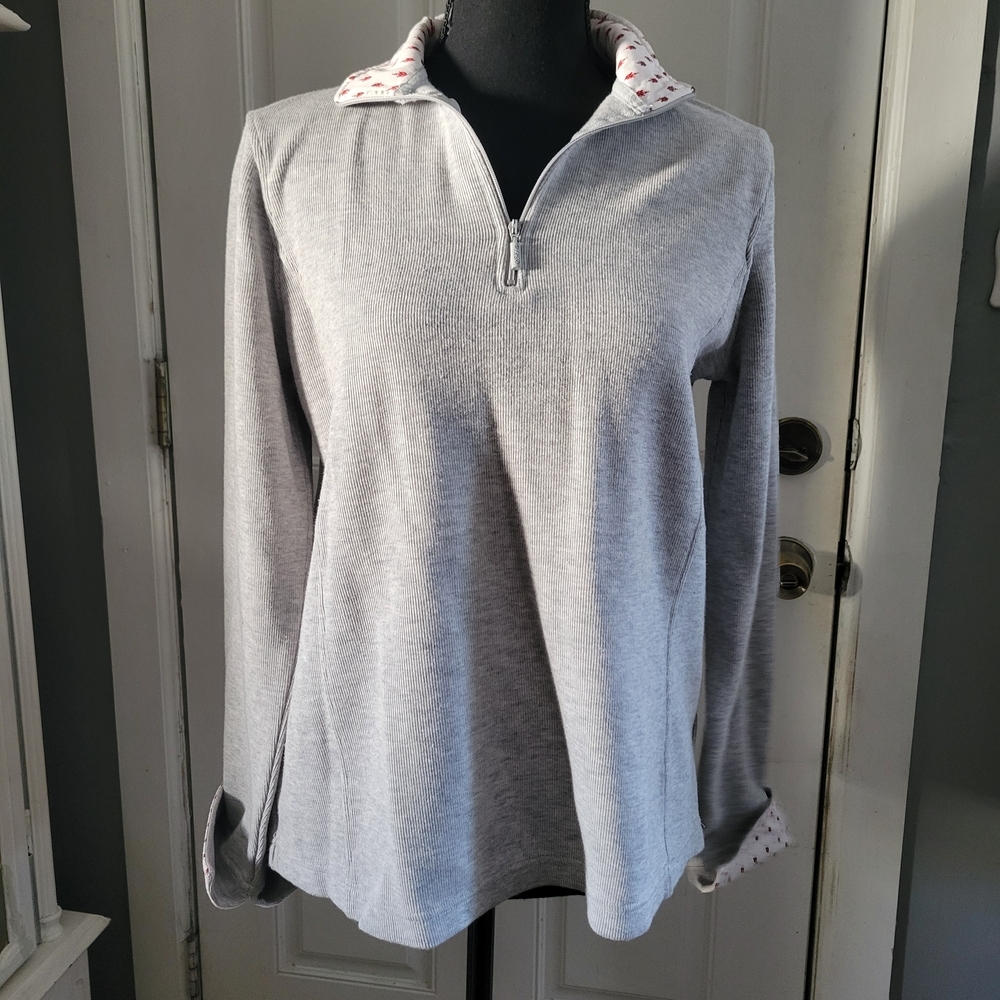 Orvis Gray Long Sleeve Zip-Up Top